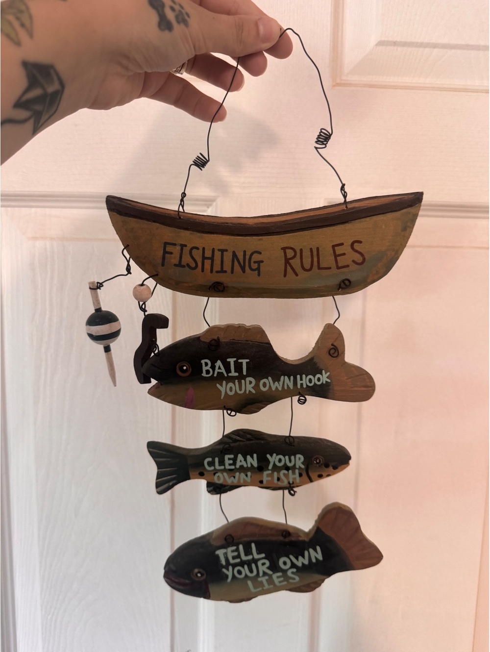 Wooden Fishing Rules Wall Hanging Decor